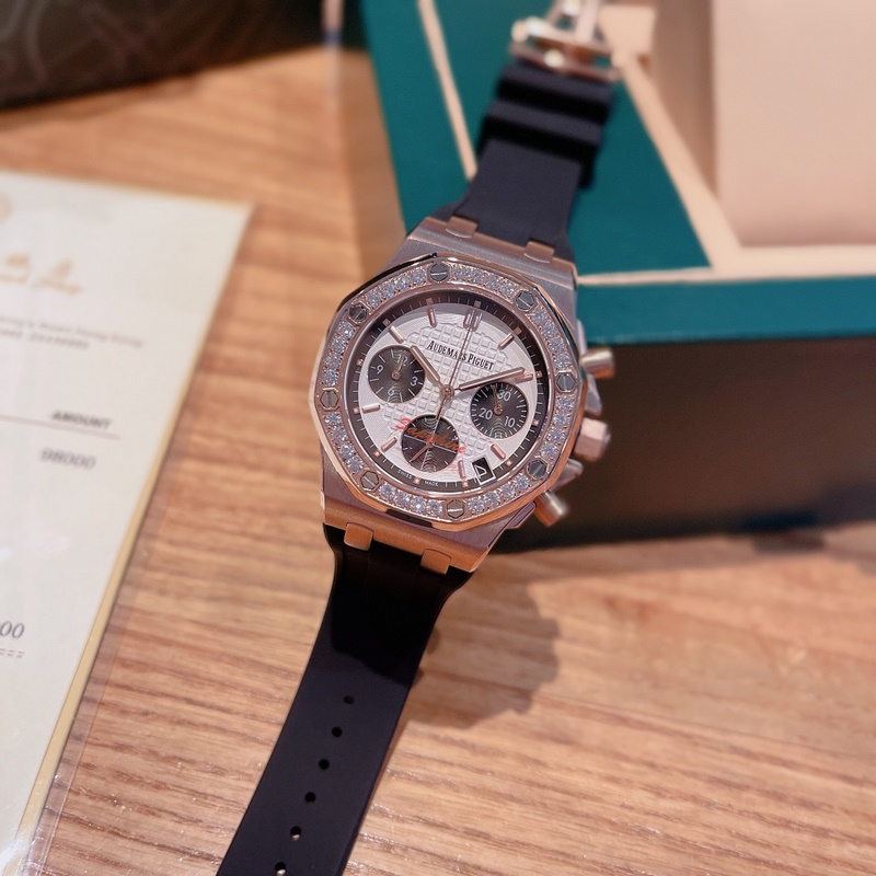 AP Royal Oak Series Diamond Bezel Steel Replica Watch with Japanese Movement-4