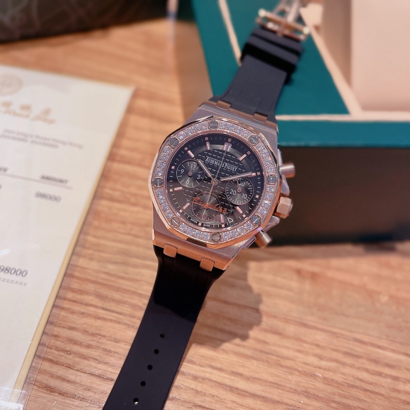 AP Royal Oak Series Diamond Bezel Steel Replica Watch with Japanese Movement-5