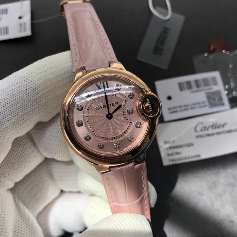 Cartier Ballon Bleu 28 33 36mm Swiss Quartz with Crocodile Strap-4