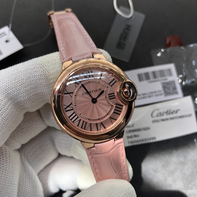 Cartier Ballon Bleu 28 33 36mm Swiss Quartz with Crocodile Strap-5