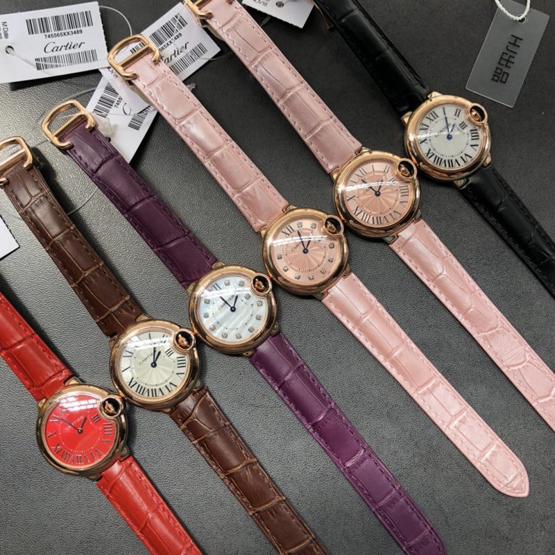 Cartier Ballon Bleu 28 33 36mm Swiss Quartz with Crocodile Strap-8