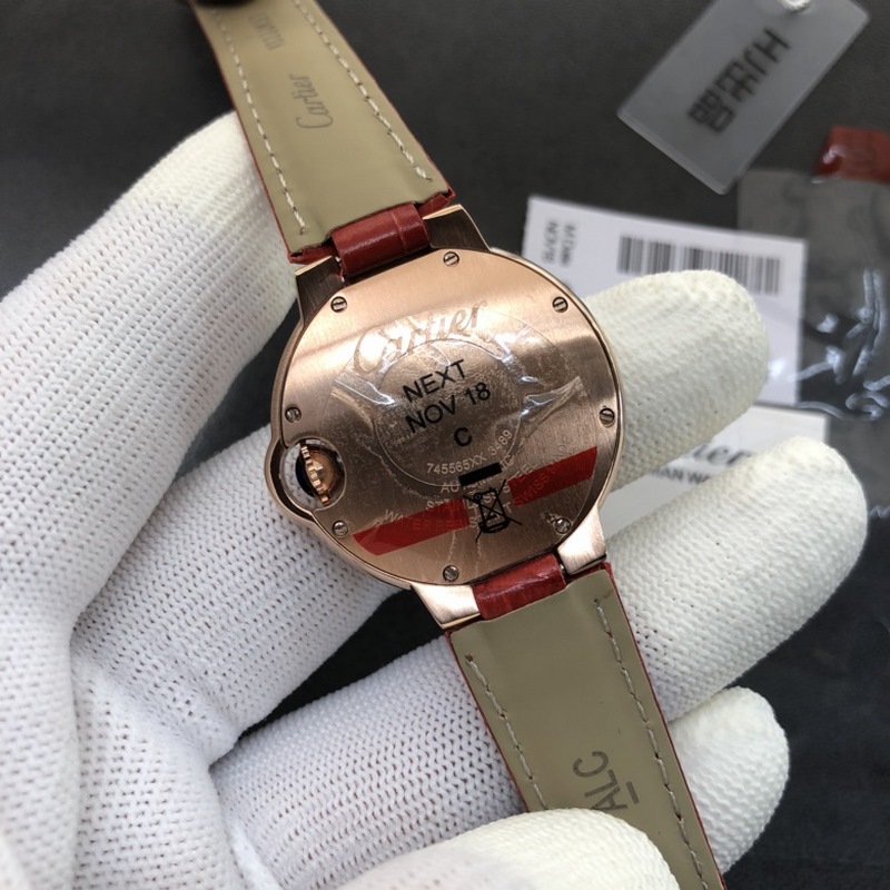 Cartier Ballon Bleu 28/33/36mm Swiss Quartz Sapphire Crystal Crocodile Strap-6