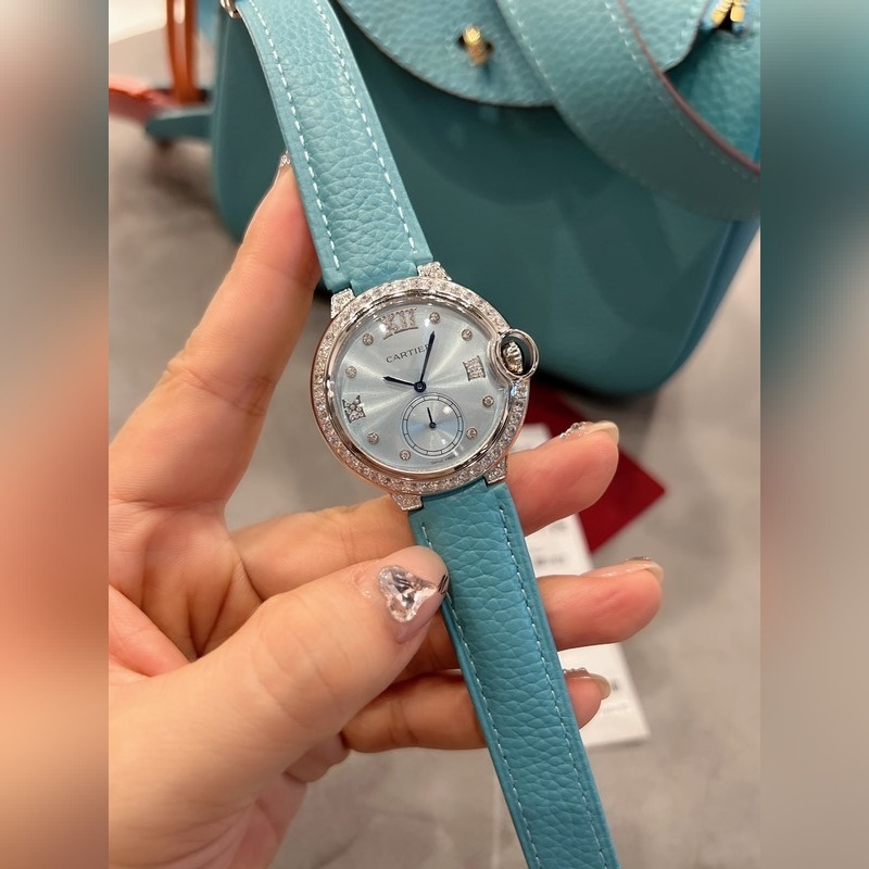 CARTIER Ballon Bleu 36mm Diamond Pearl Shell Replica Watch-3
