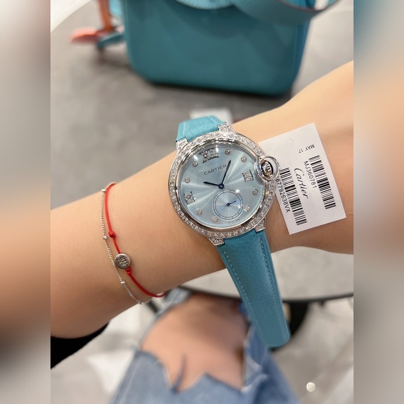 CARTIER Ballon Bleu 36mm Diamond Pearl Shell Replica Watch-5