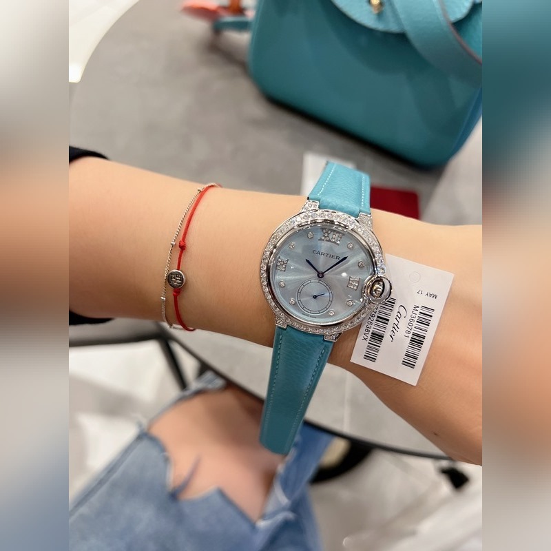 CARTIER Ballon Bleu 36mm Diamond Pearl Shell Replica Watch-6