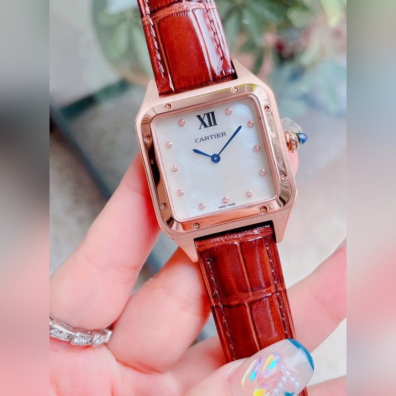 Cartier Santos-Dumont Ultra-Thin Couple Replica Watch with Mother-of-Pearl Dial-2