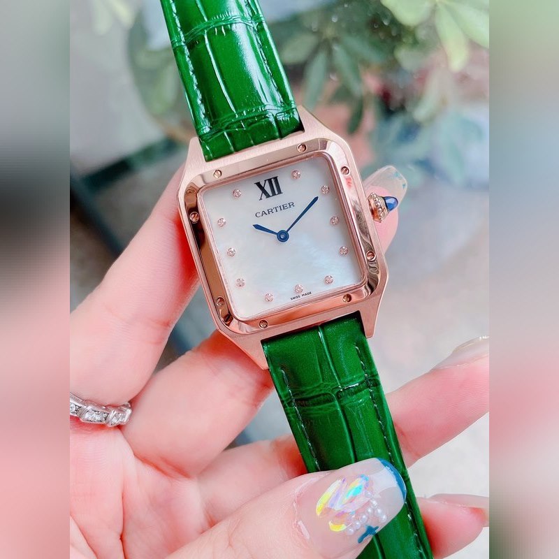 Cartier Santos-Dumont Ultra-Thin Couple Replica Watch with Mother-of-Pearl Dial-3