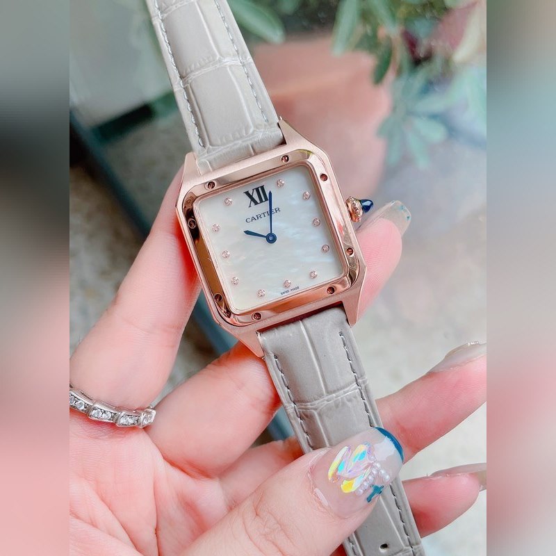 Cartier Santos-Dumont Ultra-Thin Couple Replica Watch with Mother-of-Pearl Dial-4