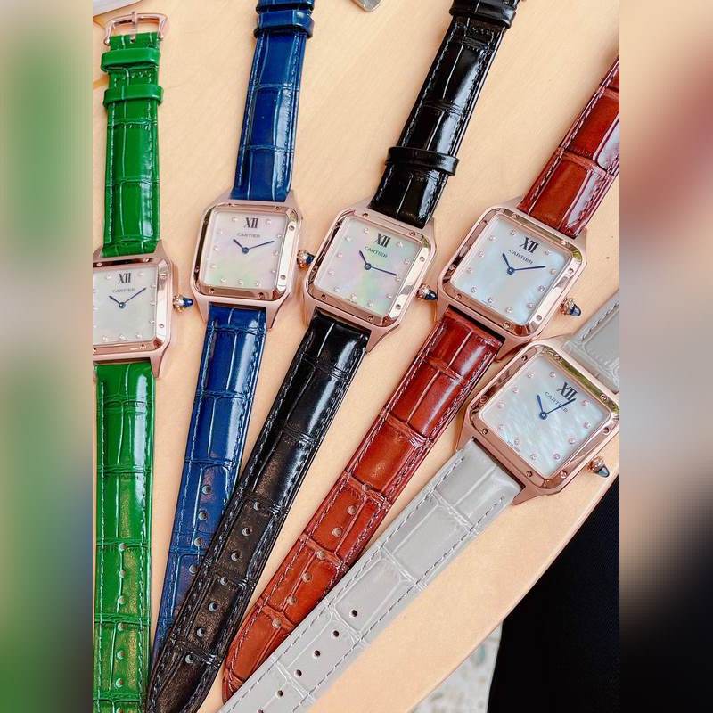 Cartier Santos-Dumont Ultra-Thin Couple Replica Watch with Mother-of-Pearl Dial-5