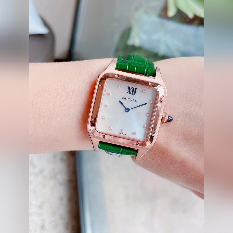 Cartier Santos-Dumont Ultra-Thin Couple Replica Watch with Mother-of-Pearl Dial-8