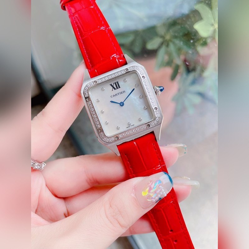 Cartier Santos-Dumont Ultra-Thin Pearl Dial Couples Replica Watch-2