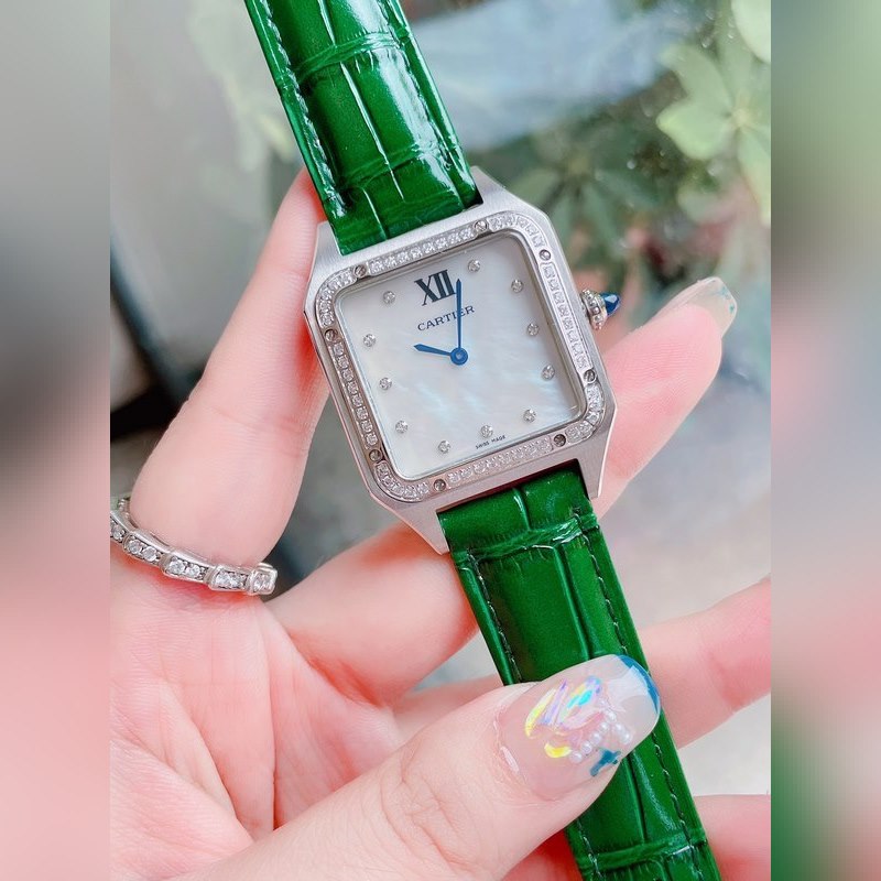 Cartier Santos-Dumont Ultra-Thin Pearl Dial Couples Replica Watch-4