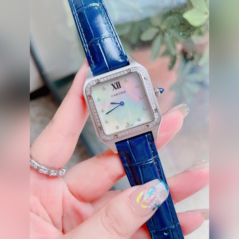 Cartier Santos-Dumont Ultra-Thin Pearl Dial Couples Replica Watch-5