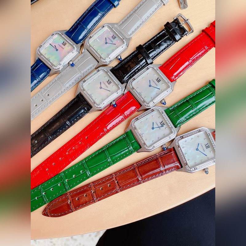 Cartier Santos-Dumont Ultra-Thin Pearl Dial Couples Replica Watch-8