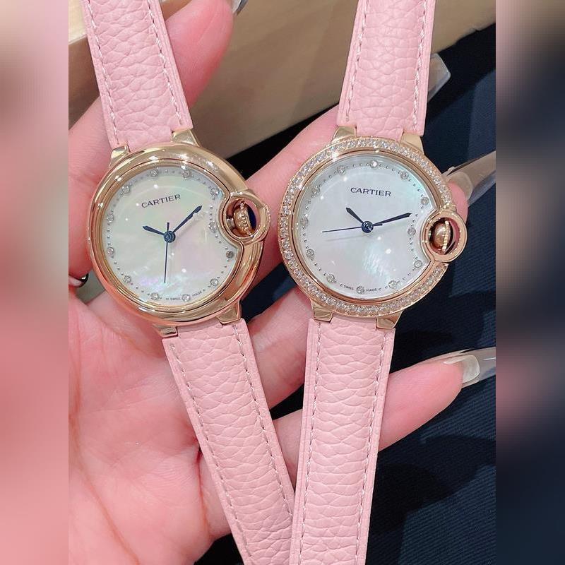 Cartier Ballon Bleu Elegant 33mm Quartz Replica Watch Sapphire Glass Original Satin Buckle-3