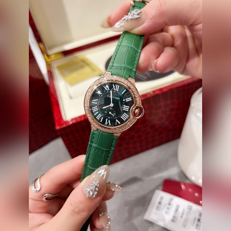 Cartier Ballon Bleu Diamond Pearl Shell Dial Swiss Quartz 36mm Luxury Replica Watch-2