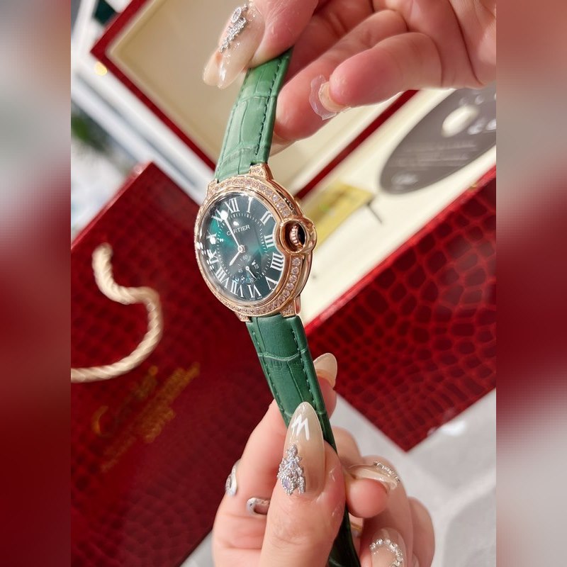 Cartier Ballon Bleu Diamond Pearl Shell Dial Swiss Quartz 36mm Luxury Replica Watch-3