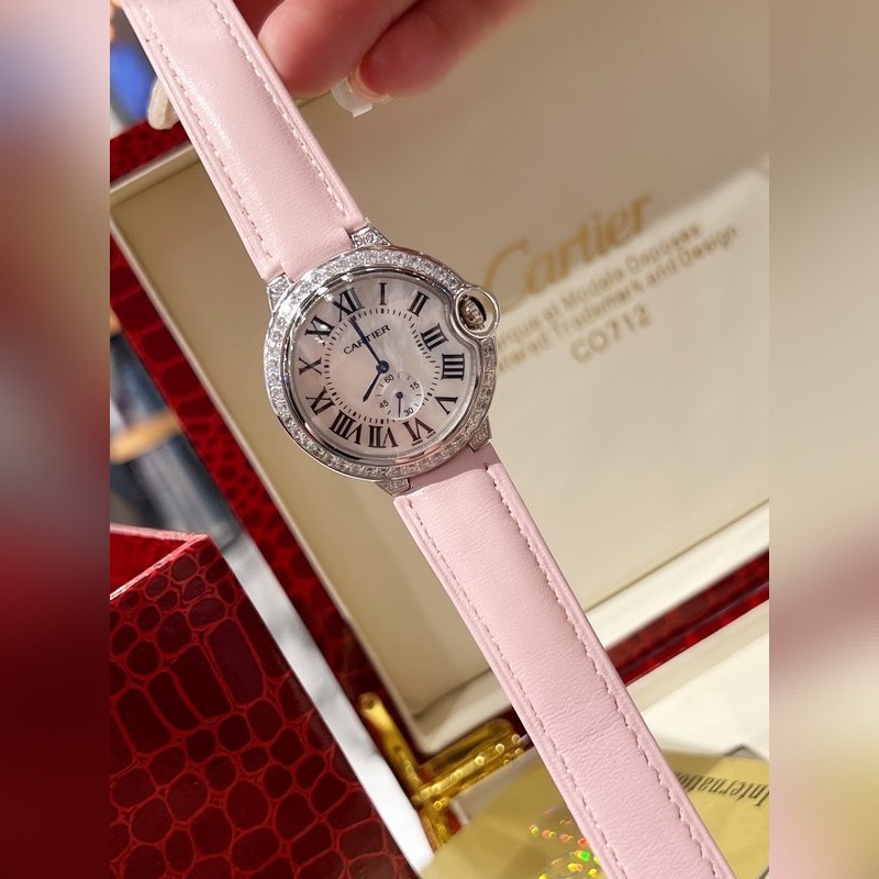 Cartier Ballon Bleu Diamond Pearl Shell Dial 36mm Swiss Quartz-1