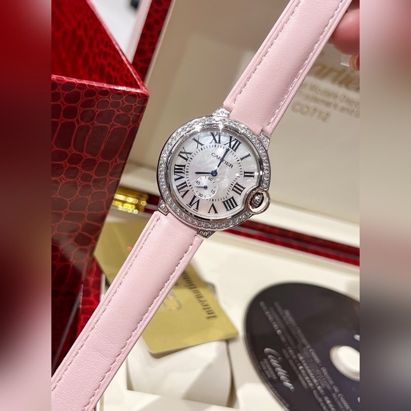 Cartier Ballon Bleu Diamond Pearl Shell Dial 36mm Swiss Quartz-2