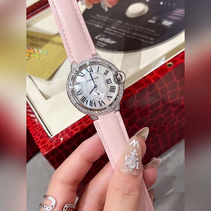 Cartier Ballon Bleu Diamond Pearl Shell Dial 36mm Swiss Quartz-3