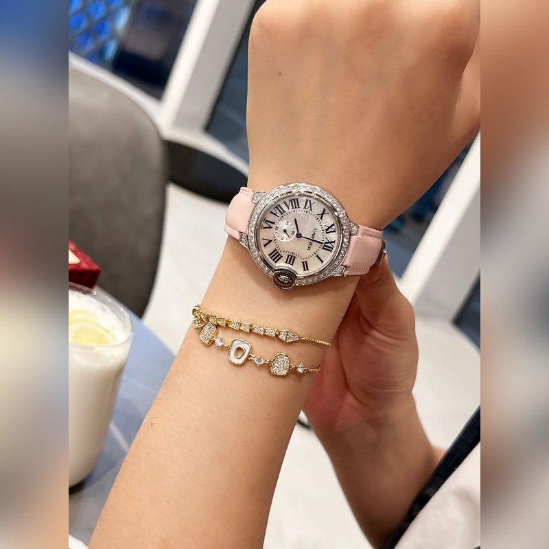 Cartier Ballon Bleu Diamond Pearl Shell Dial 36mm Swiss Quartz-6