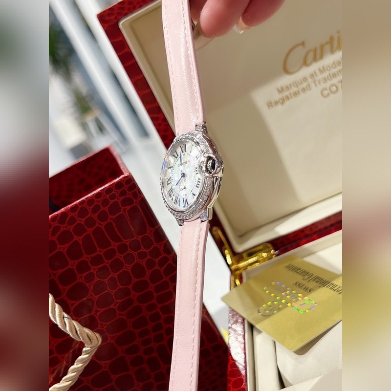 Cartier Ballon Bleu Diamond Pearl Shell Dial 36mm Swiss Quartz-8