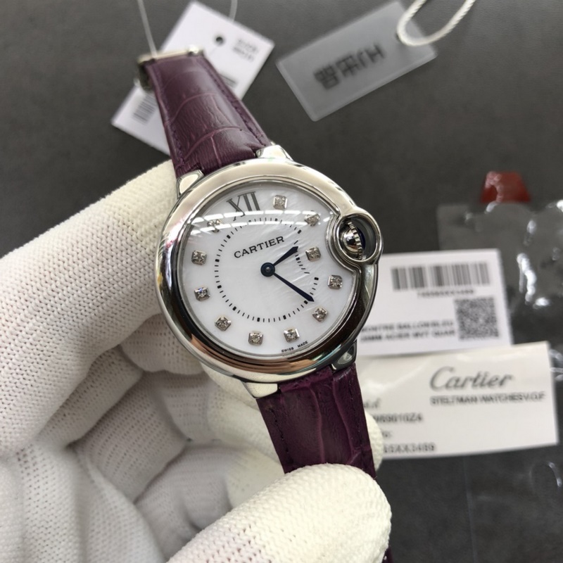 Cartier Ballon Bleu 28/33/36mm Quartz Swiss Movement with Crocodile Strap-3