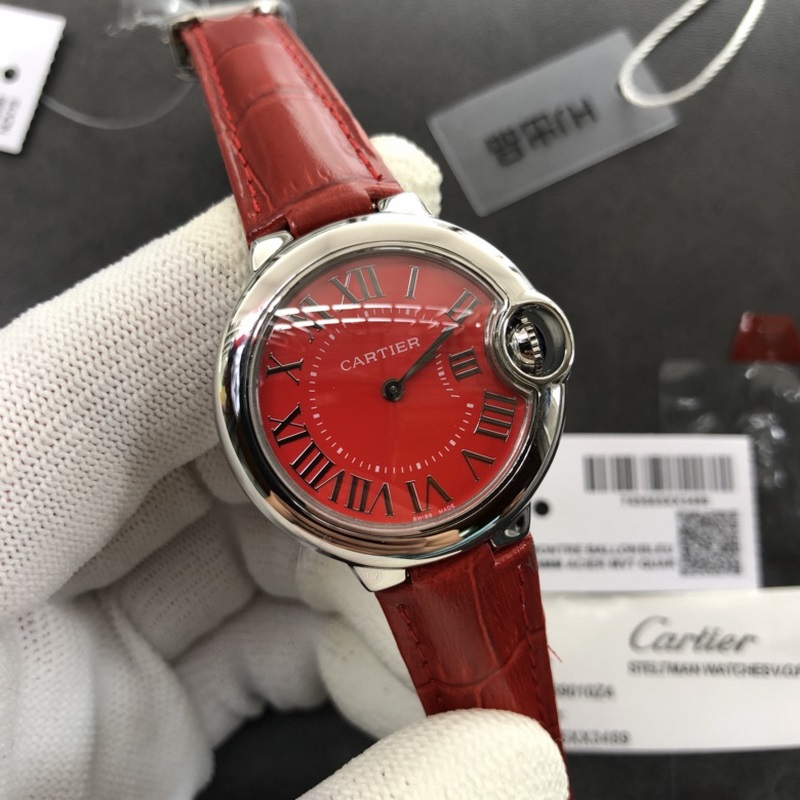 Cartier Ballon Bleu 28/33/36mm Quartz Swiss Movement with Crocodile Strap-4