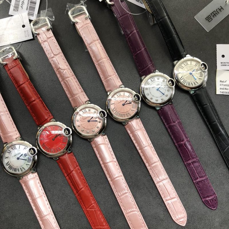 Cartier Ballon Bleu 28/33/36mm Quartz Swiss Movement with Crocodile Strap-8