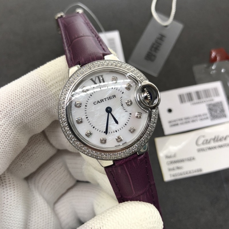 Cartier Ballon Bleu 28/33/36mm Swiss Quartz Alligator Strap Premium Quality-4