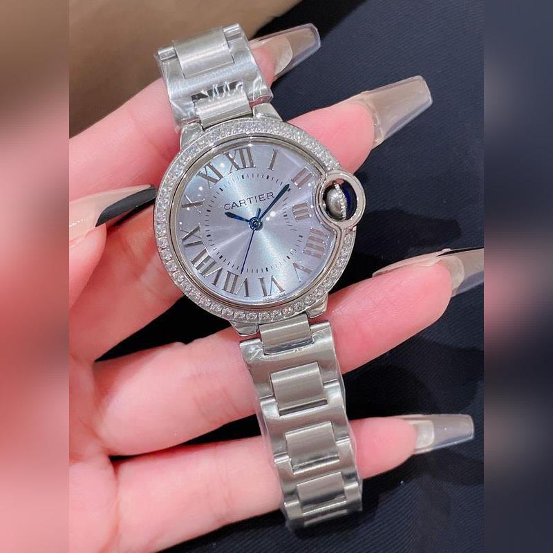 Cartier Ballon Bleu Elegant 33mm Quartz Replica Watch Original Satin Buckle-1