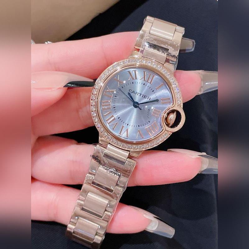 Cartier Ballon Bleu Elegant 33mm Quartz Replica Watch Original Satin Buckle-2