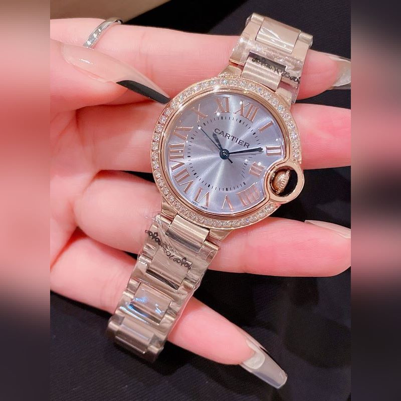 Cartier Ballon Bleu Elegant 33mm Quartz Replica Watch Original Satin Buckle-3