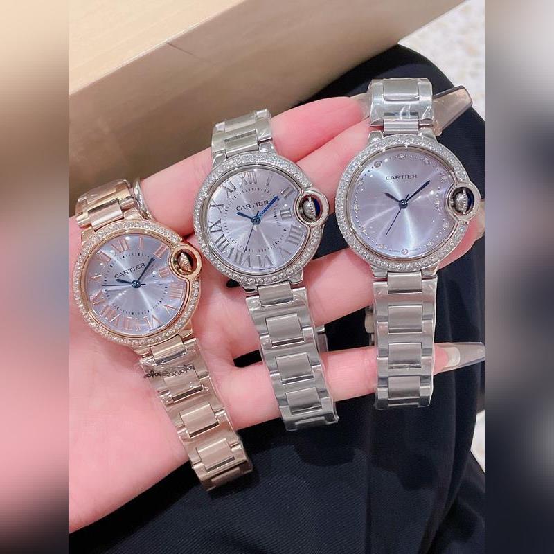Cartier Ballon Bleu Elegant 33mm Quartz Replica Watch Original Satin Buckle-4