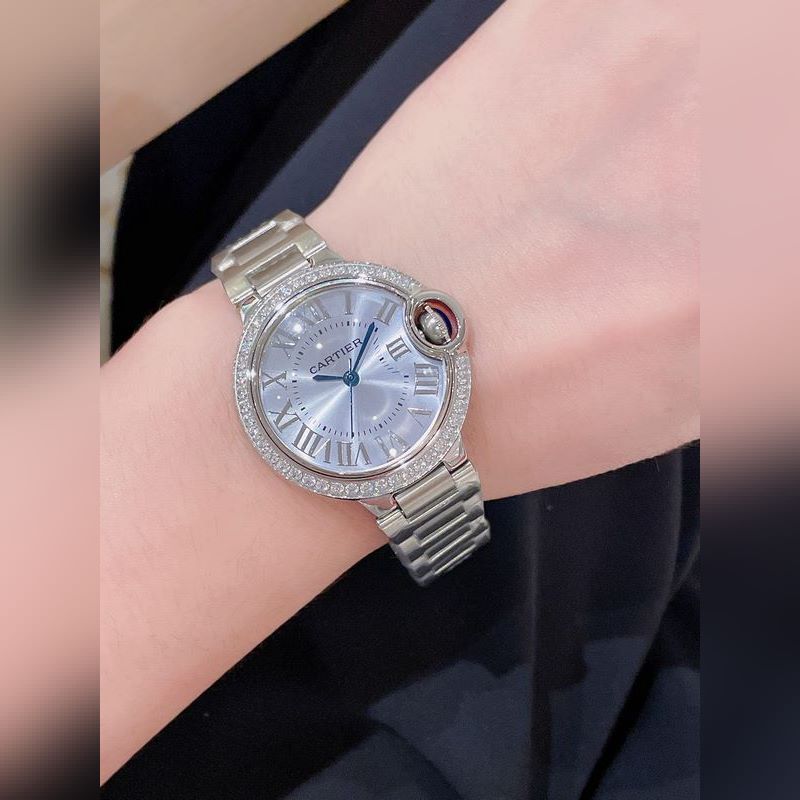 Cartier Ballon Bleu Elegant 33mm Quartz Replica Watch Original Satin Buckle-7