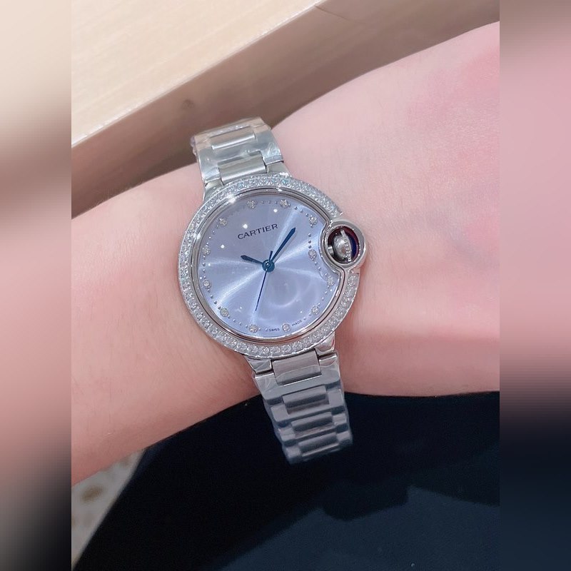 Cartier Ballon Bleu Elegant 33mm Quartz Replica Watch Original Satin Buckle-8