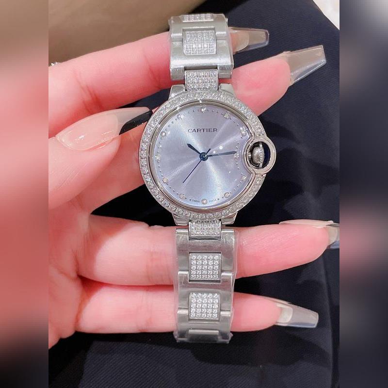 Cartier Ballon Bleu 33mm Quartz Replica Watch Sapphire Crystal Original Satin Buckle-1