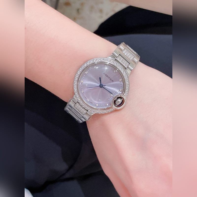 Cartier Ballon Bleu 33mm Quartz Replica Watch Sapphire Crystal Original Satin Buckle-8