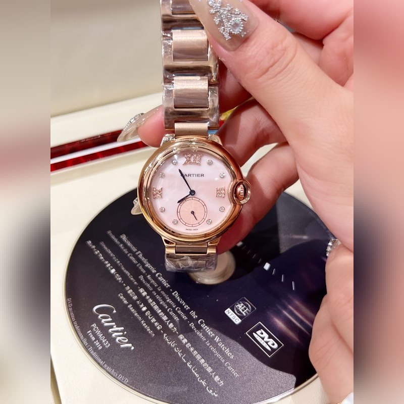 Cartier Ballon Bleu Diamond Pearl Shell Dial Swiss Quartz 36mm-2