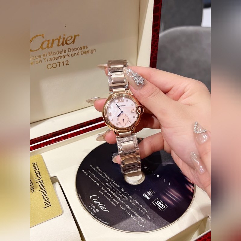 Cartier Ballon Bleu Diamond Pearl Shell Dial Swiss Quartz 36mm-3