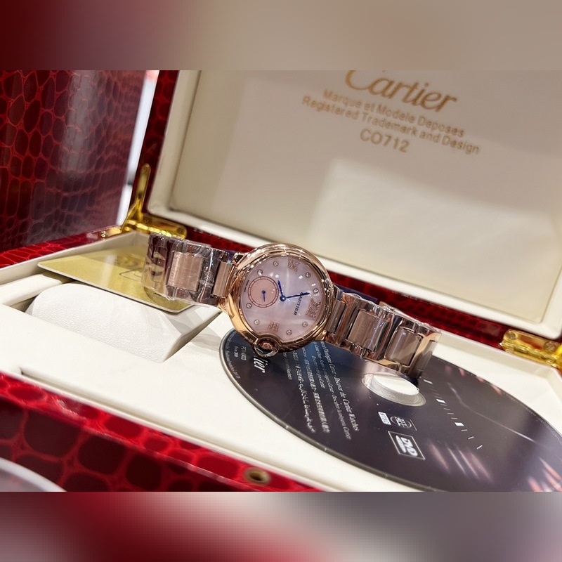 Cartier Ballon Bleu Diamond Pearl Shell Dial Swiss Quartz 36mm-4