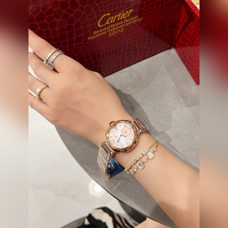 Cartier Ballon Bleu Diamond Pearl Shell Dial Swiss Quartz 36mm-5