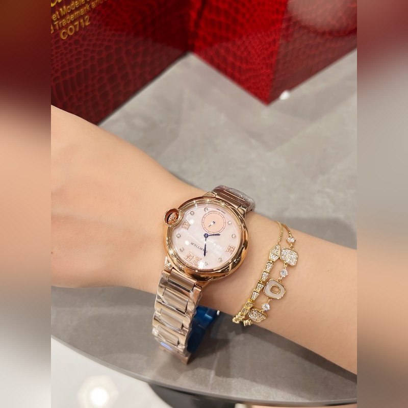 Cartier Ballon Bleu Diamond Pearl Shell Dial Swiss Quartz 36mm-6