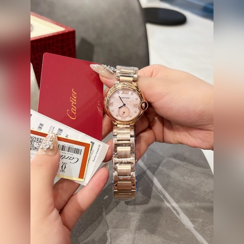 Cartier Ballon Bleu Diamond Pearl Shell Dial Swiss Quartz 36mm-7