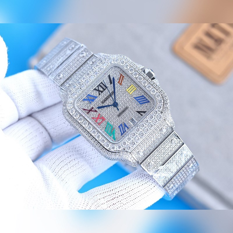 Cartier Santos de Cartier Silver Diamond Ring Stunning Quality-2