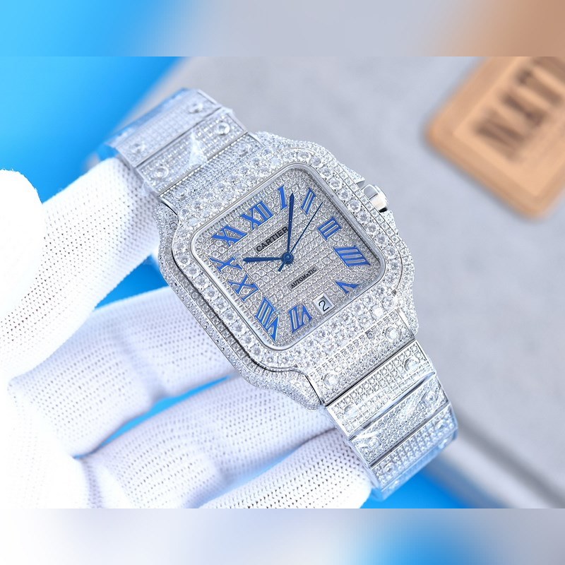 Cartier Santos de Cartier Silver Diamond Ring Stunning Quality-3