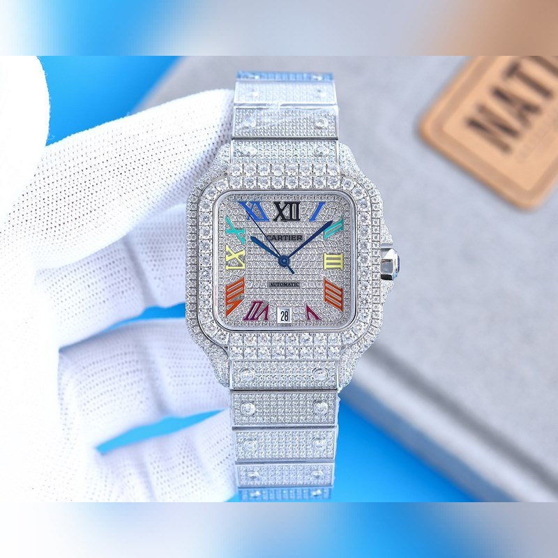 Cartier Santos de Cartier Silver Diamond Ring Stunning Quality-4