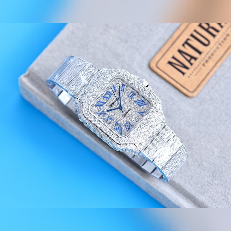 Cartier Santos de Cartier Silver Diamond Ring Stunning Quality-5