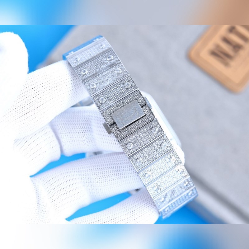 Cartier Santos de Cartier Silver Diamond Ring Stunning Quality-7