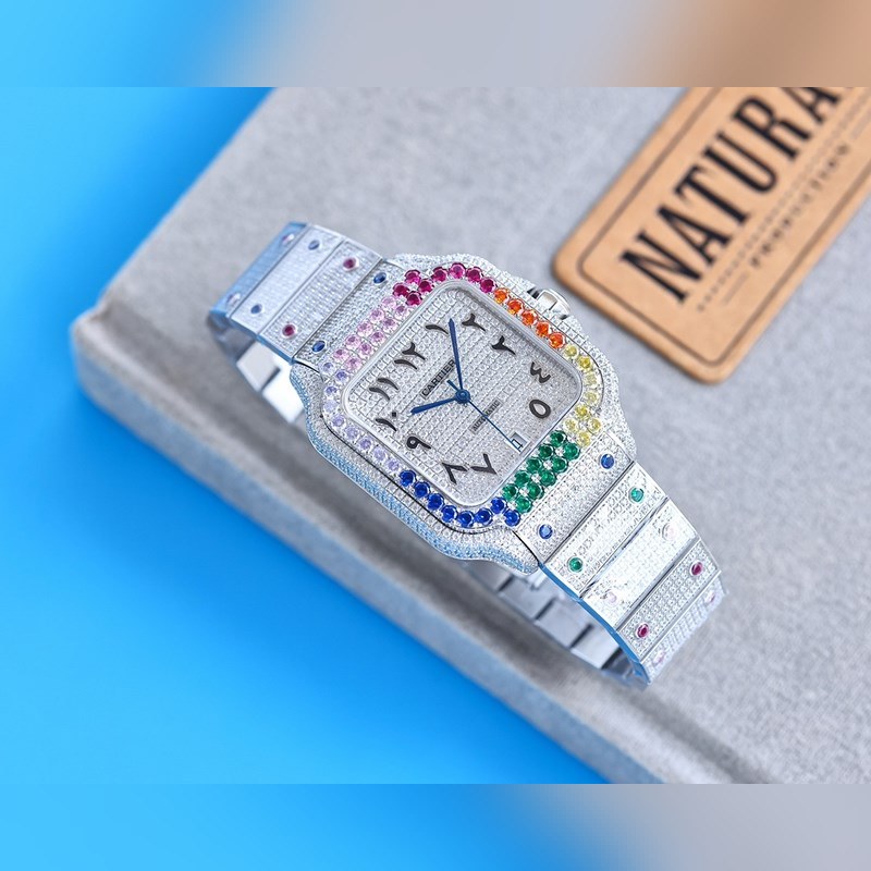 Cartier Santos de Cartier Silver Diamond Circle Stellar Shock-2